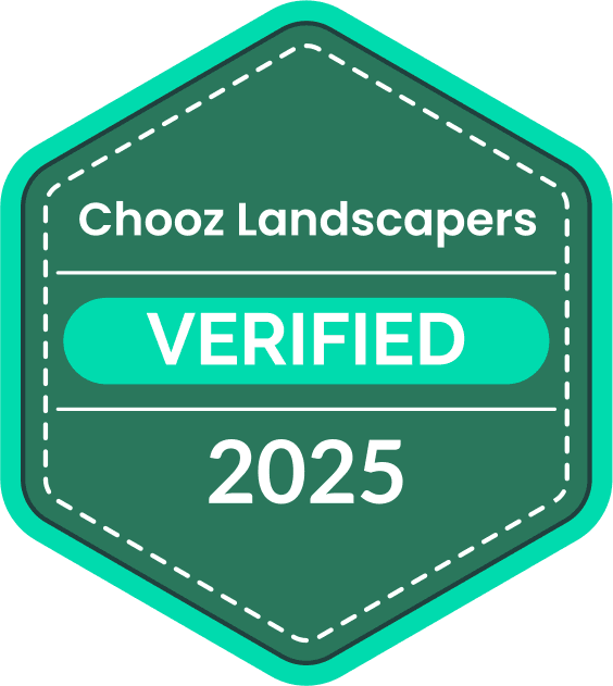 Chooz Landscapers Verified Badge 2025 – green hexagon certification badge for verified landscaping professionals, awarded by Chooz directory.